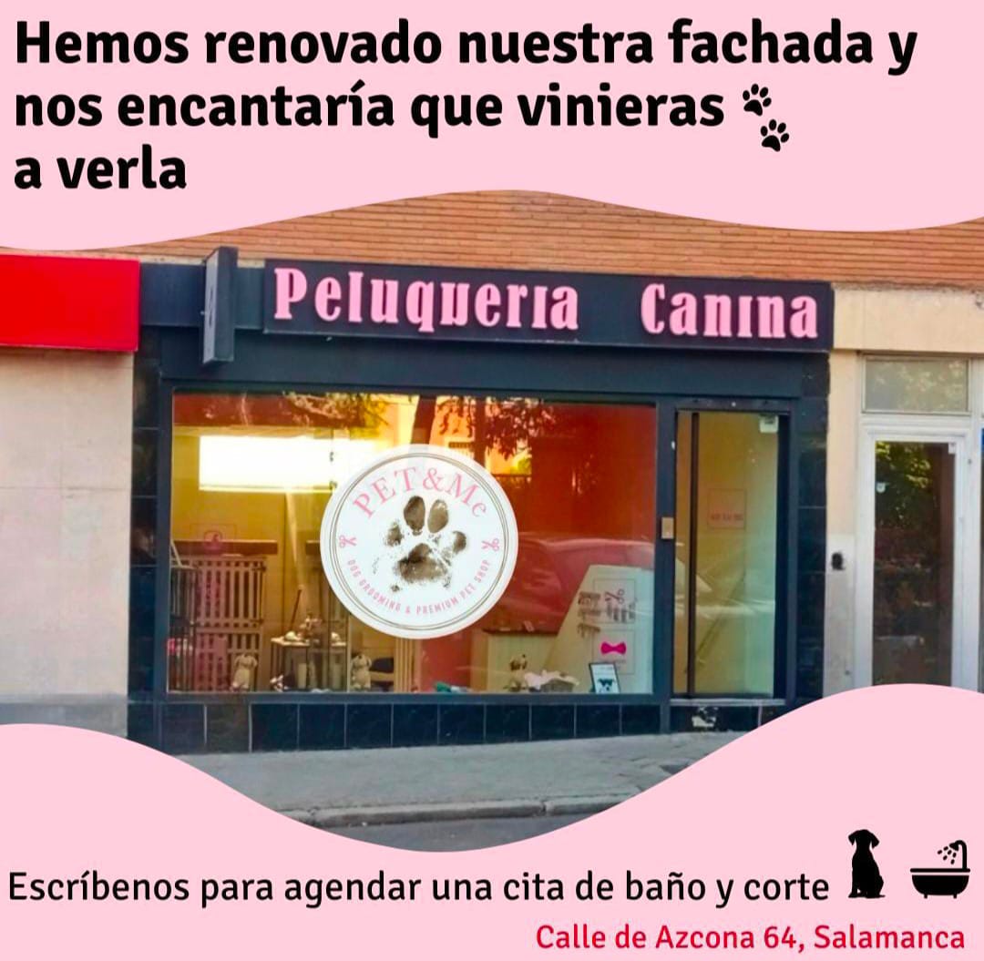 Fachada renovada de PET&Me en Calle de Azcona 64, Salamanca